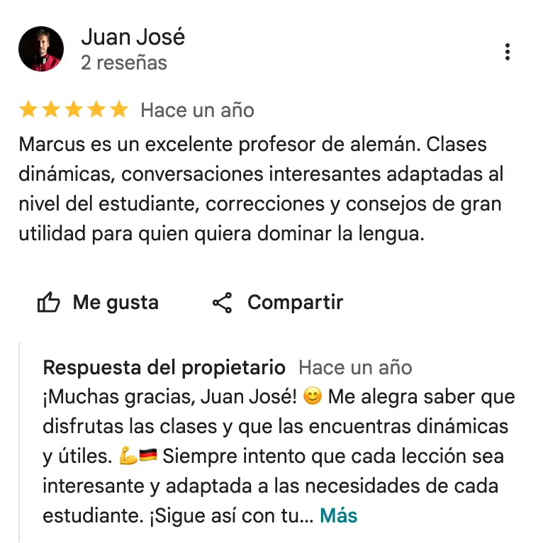 más opiniones de alumnos que hicieron el programa Aprender Alemán con Cuentos de Marcus Fritzsche (A1-A2)