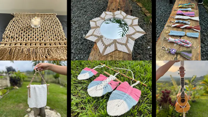 Modelos de productos hecho a mano del curso de la Academia de Macramé